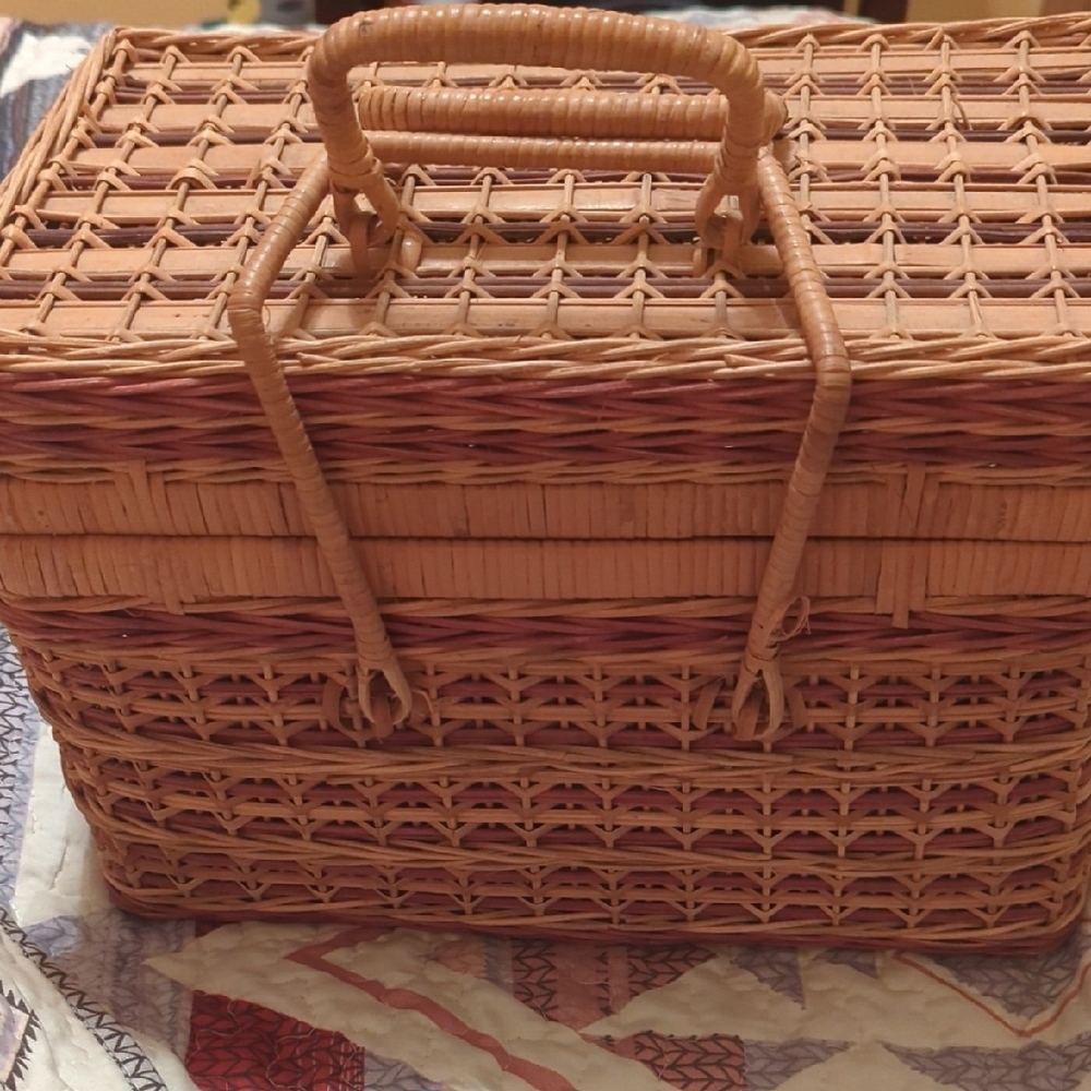 Woven Picnic Basket with Handle